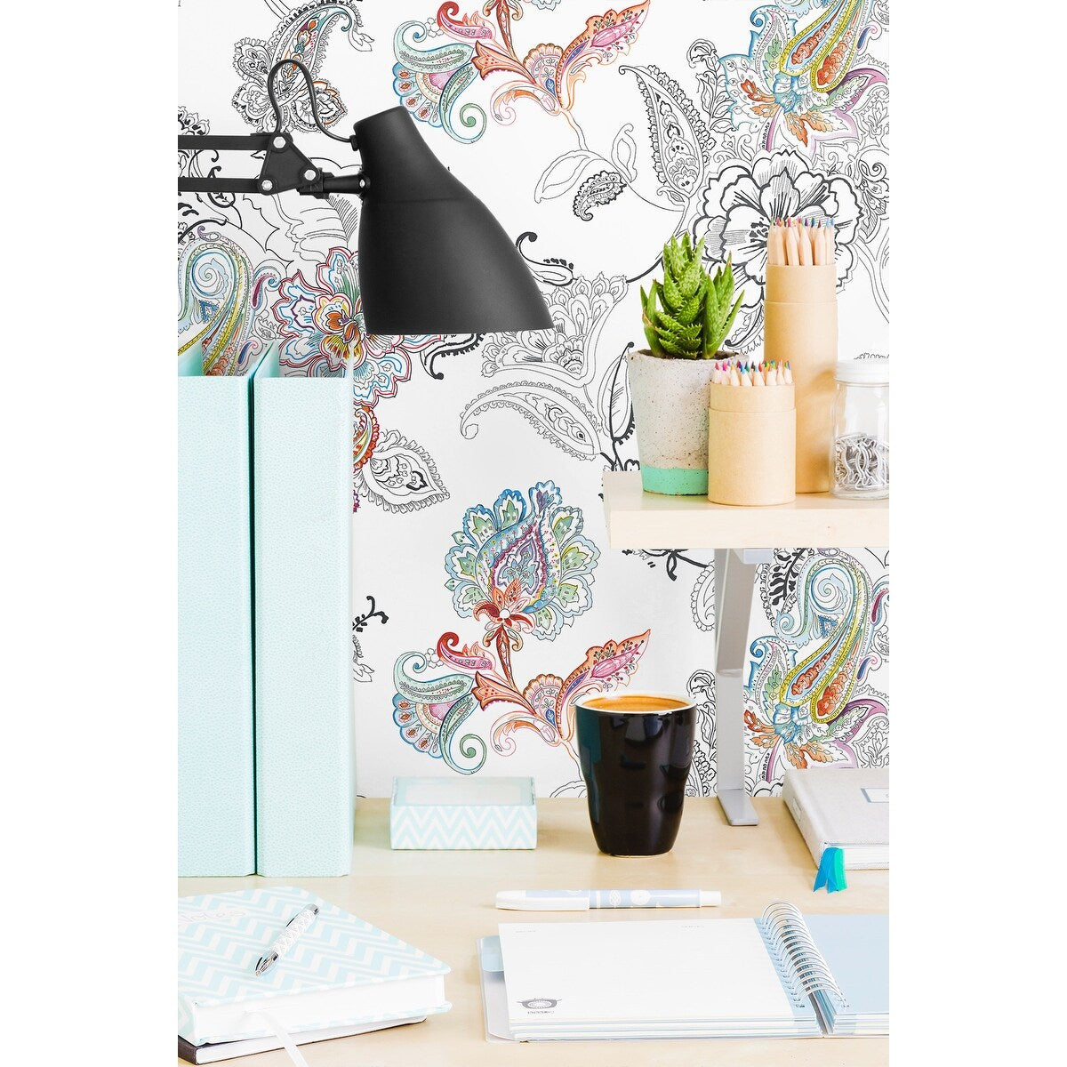 NextWall Paisley Floral Peel and Stick Removable Wallpaper - 20.5 in. W x 18 ft. L