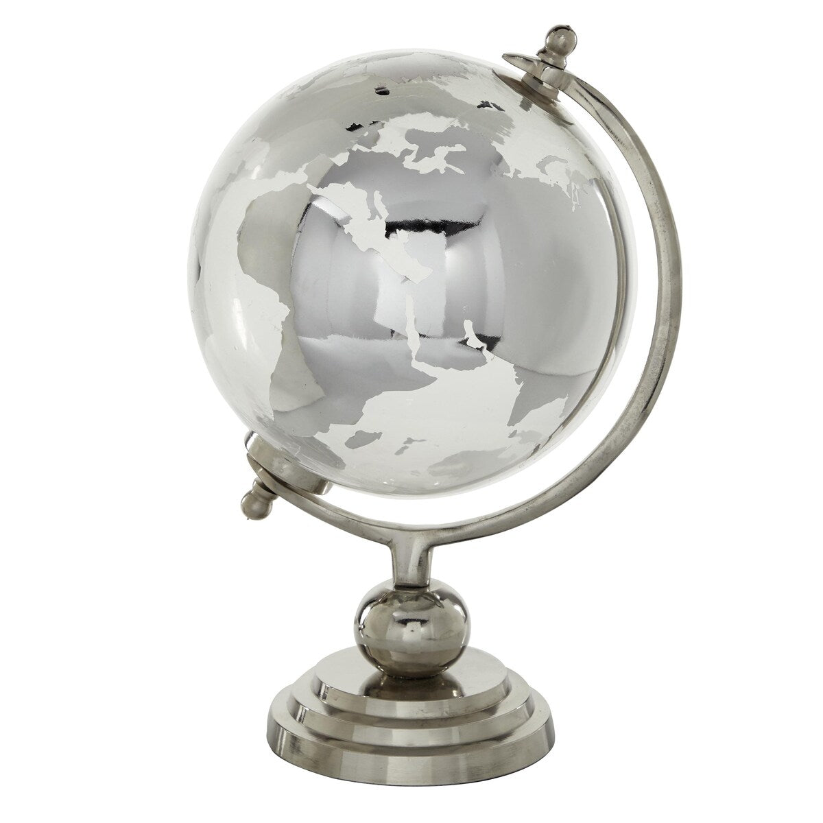 Aluminum Metal Globe with Tiered Base - Copper, Gold or Silver - Roche River Decor