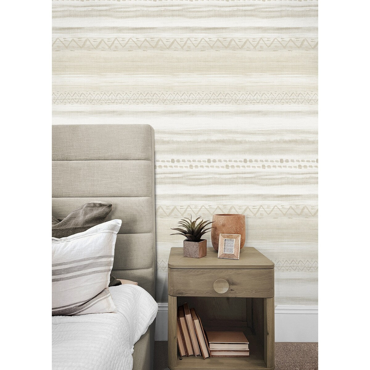 Seabrook Designs Trevino Tribal Stripes Unpasted Wallpaper