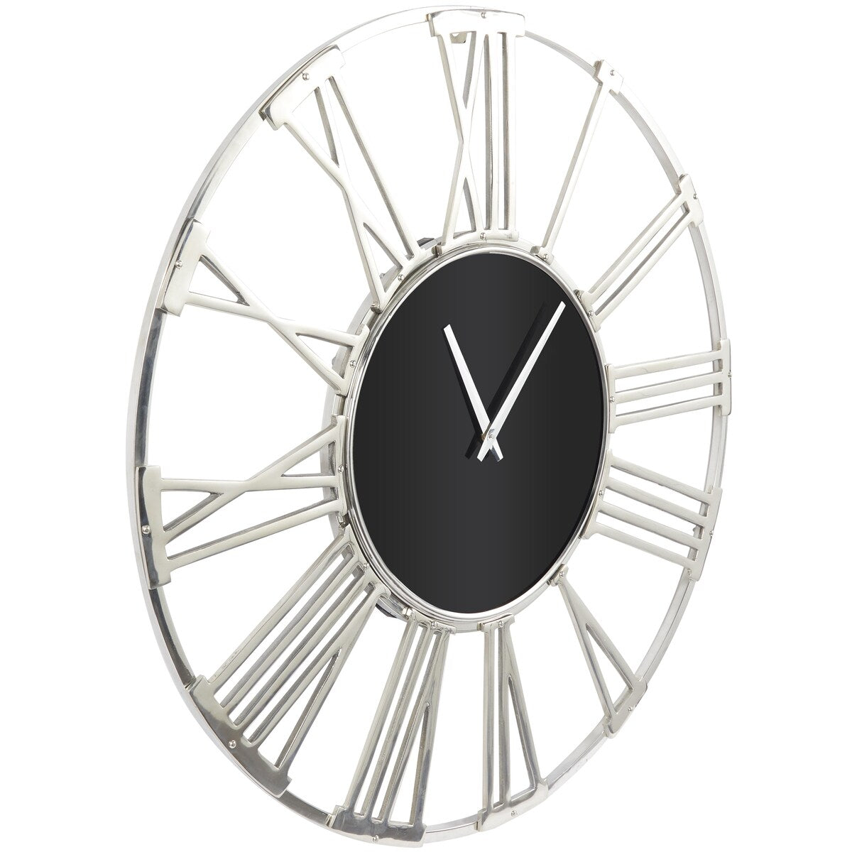 Aluminum Metal Geometric Open Frame Decorative Wall Clock with Glass Center - Silver or Gold - Roche River Decor