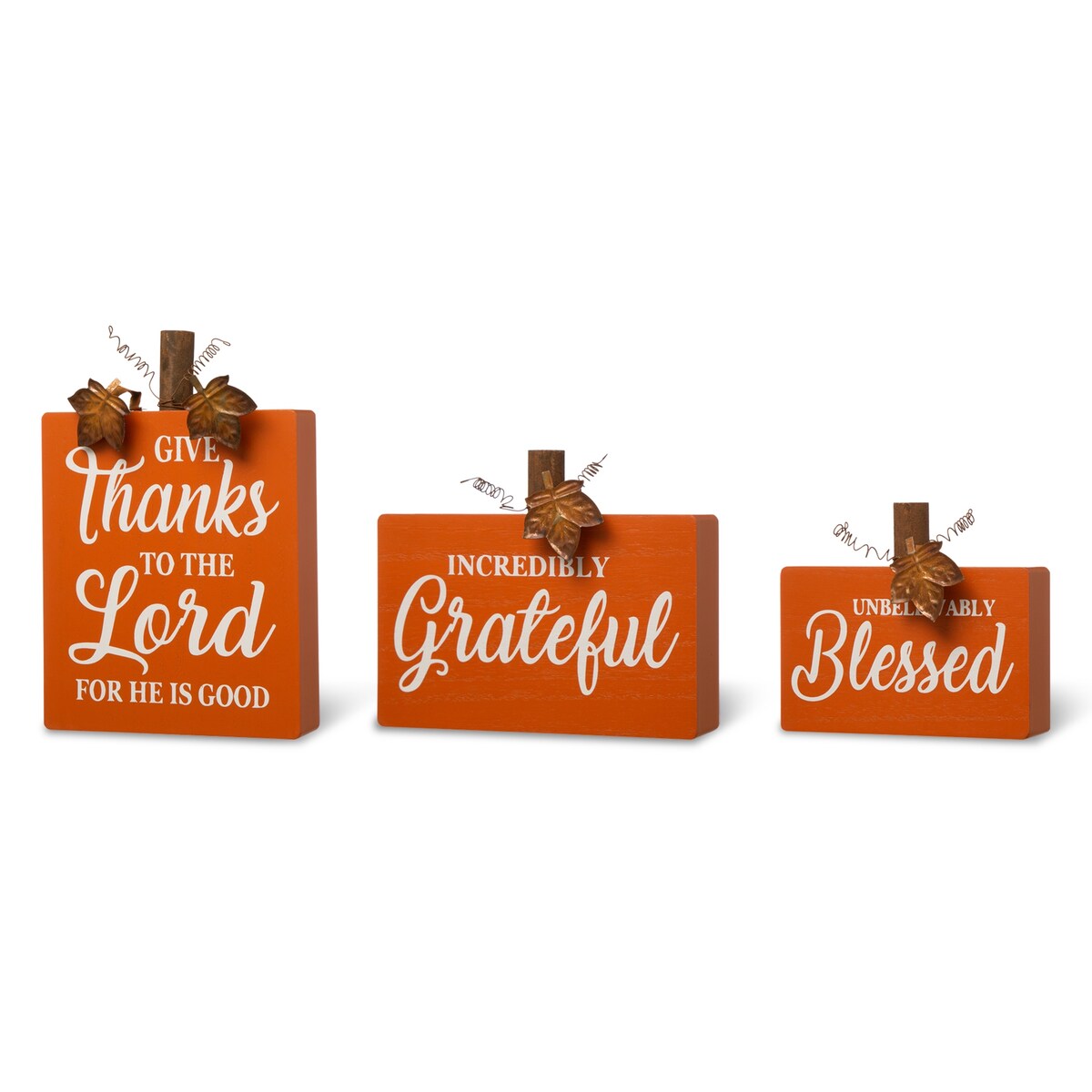 Glitzhome 3PK Fall Wooden Pumpkin Table Decor