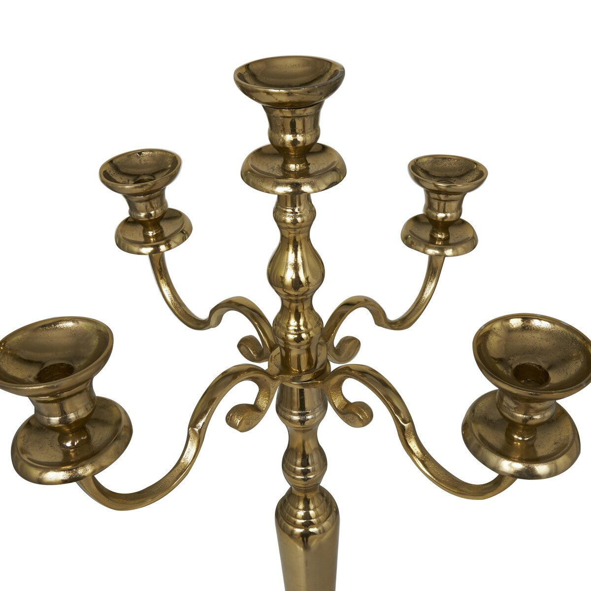 Aluminum Metal Tall Floor 5 Candle Candelabra - Gold or Silver - Roche River Decor