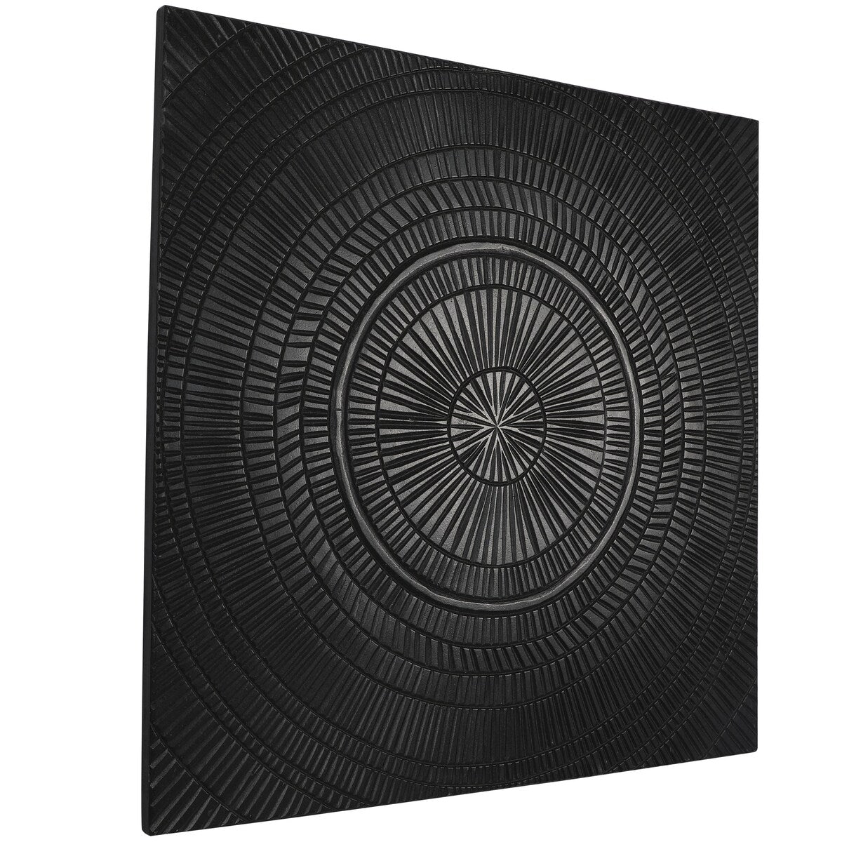 Wood Geometric Handmade Intricately Carved Radial Home Wall Decor - Black - Roche River Decor