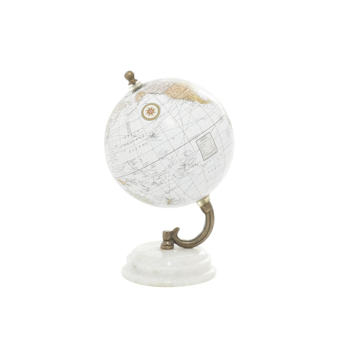 Marble Globe with White Marble Base - White - Roche River Decor