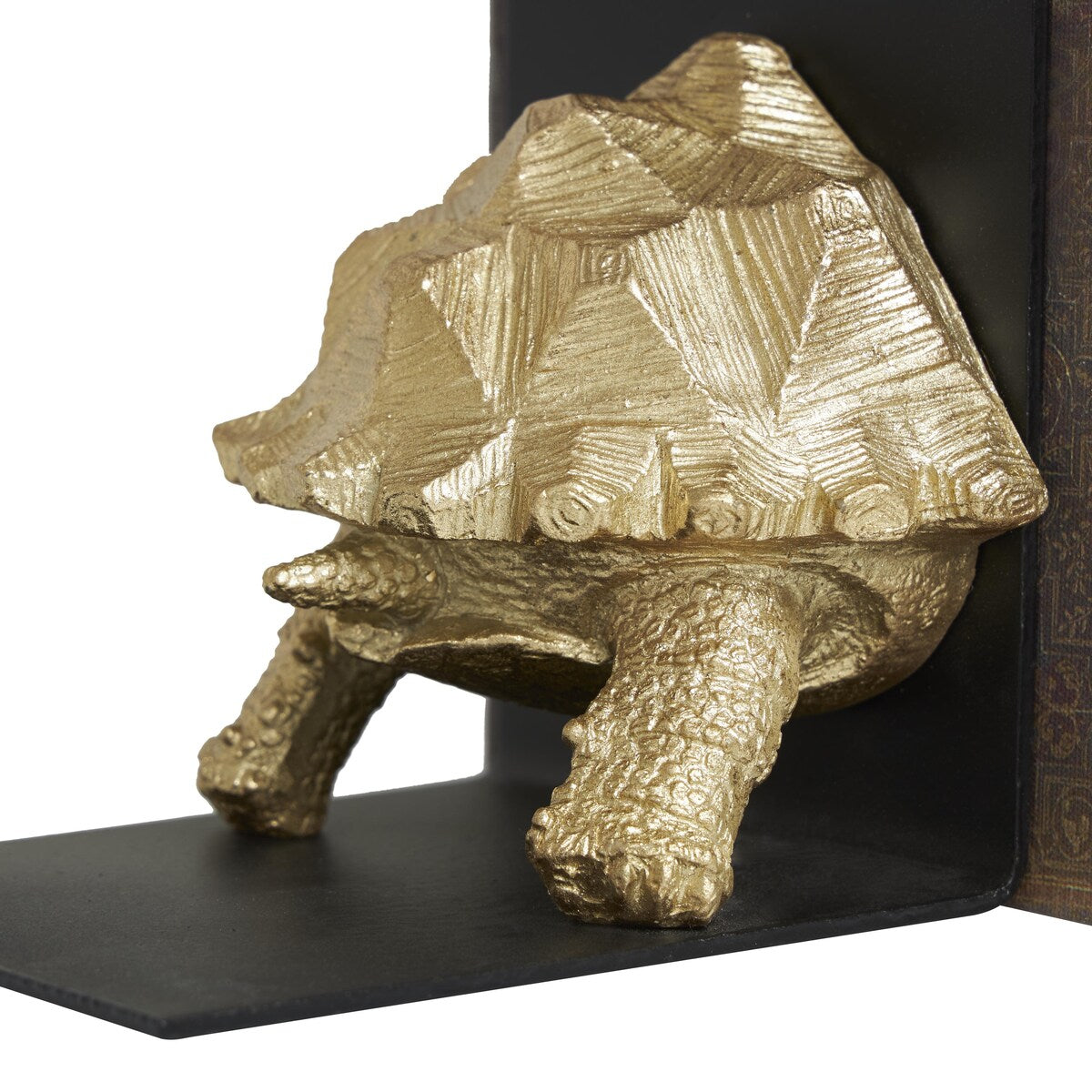 Polystone Turtle Decorative Bookends with Black Stands - Set of 2 Brass - CosmoLiving by Cosmopolitan