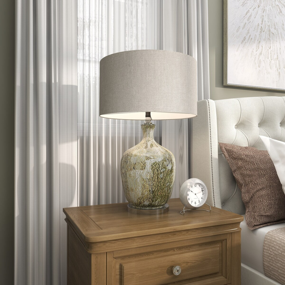 Glass Room Table Lamp with Faux Mercury Glass Finish - Silver - Roche River Decor