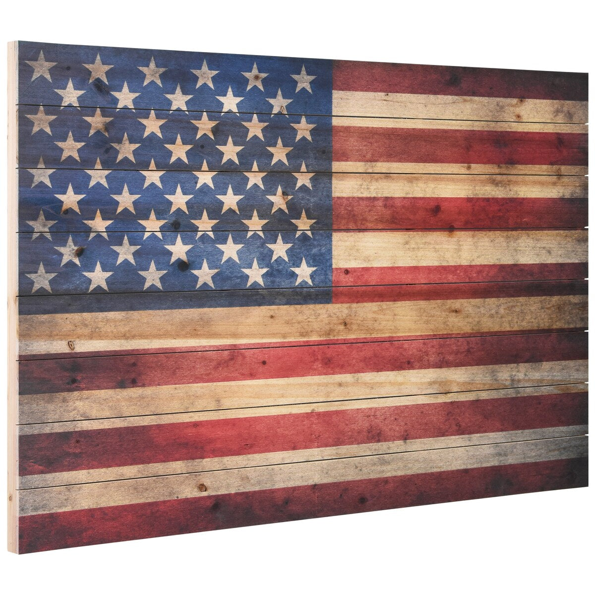 American Flag Solid Fir Wood Plank Wall Art