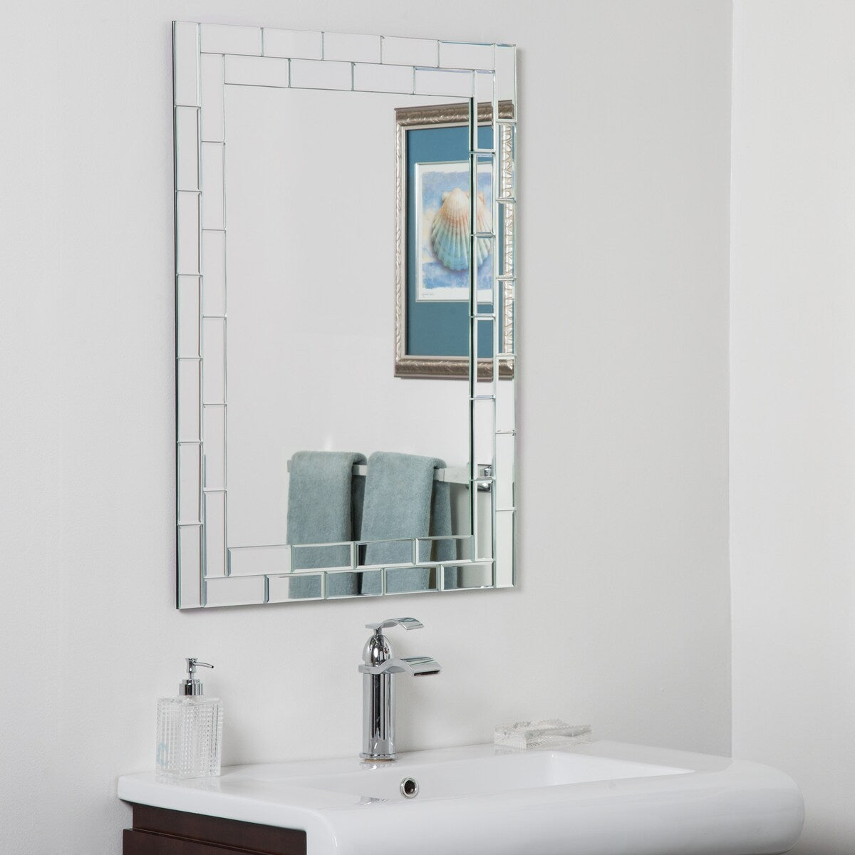 Decor Wonderland Grand Street Beveled Frameless Bathroom Vanity Mirror 23.6 x 31.5 - 31.5Hx23.6Wx.5D