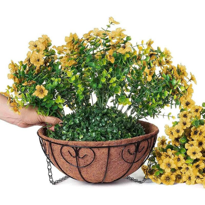 Artificial Fake Hanging Plants Flowers with Basket Outdoor Decor Faux Silk Daisy Flower Arrangements in Pot Planter