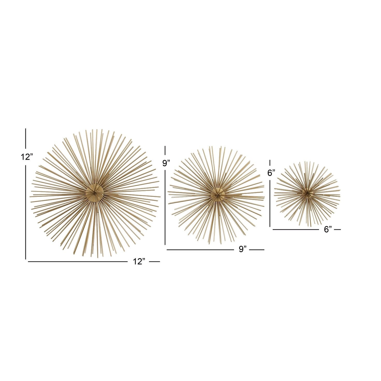 Metal Starburst 3D Home Wall Decor - Set of 3 Gold or Silver - CosmoLiving by Cosmopolitan