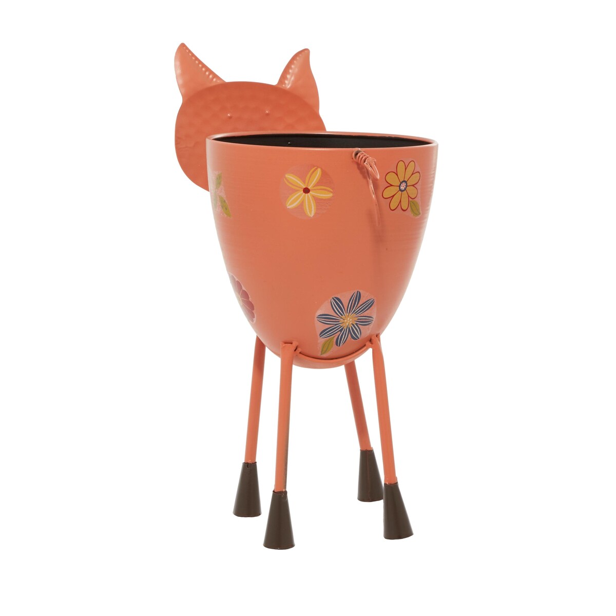 Metal Pig Indoor Outdoor Planter with Floral Accents - Pink - Roche River Decor