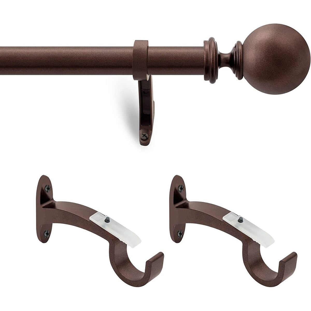 Deco window 1 Inch Adjustable Curtain Rod for Windows & Doors Curtains with Ball Finials & Brackets Set