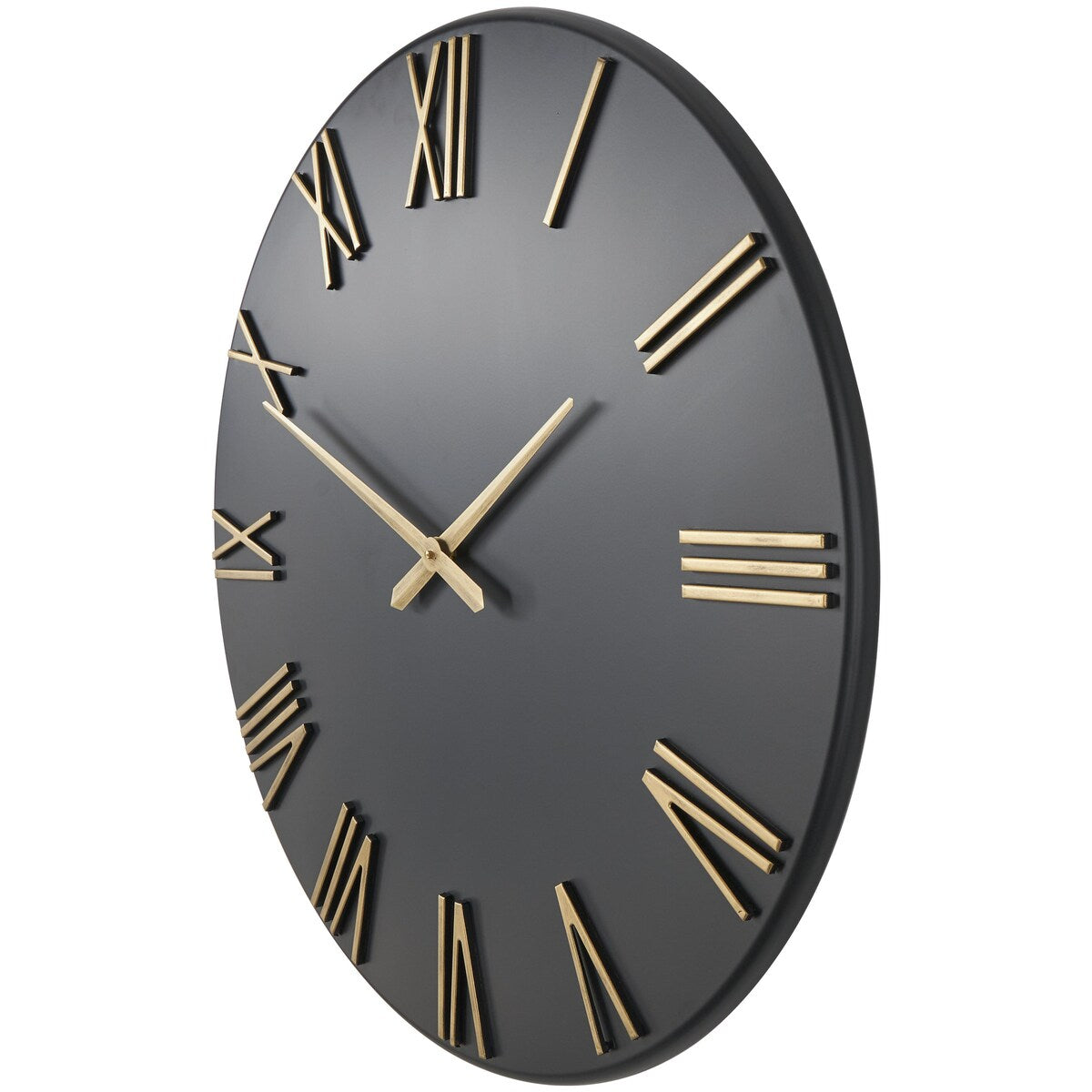 Metal Decorative Wall Clock with Gold Hands and Numbers - Black or White - Roche River Decor