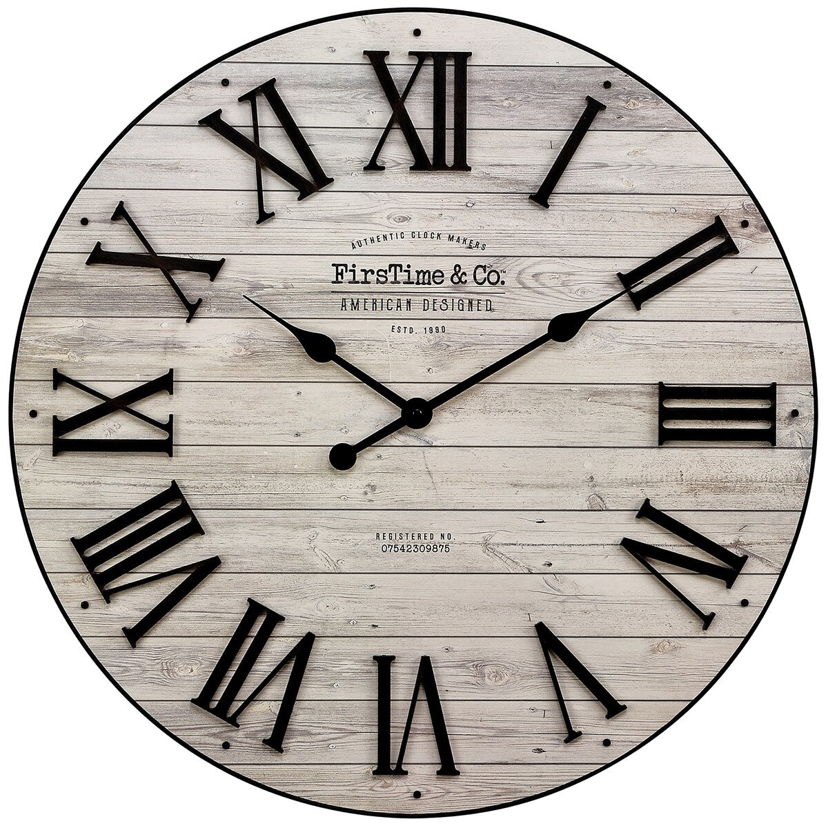 FirsTime & Co. Emmett Farmhouse Shiplap 27-in. Round Wall Clock