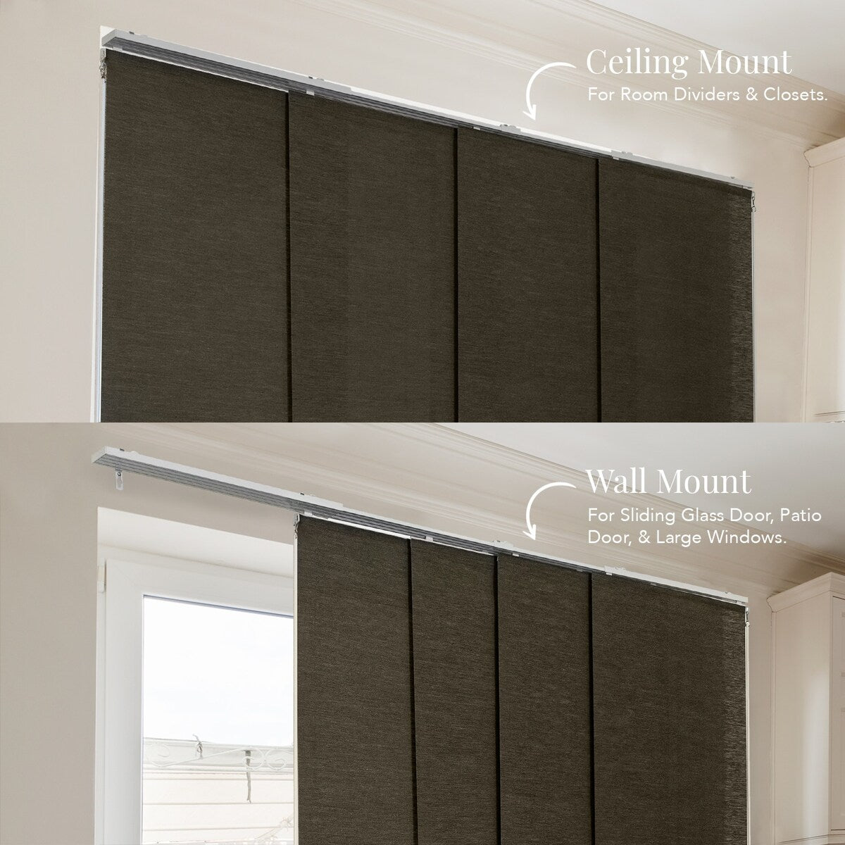 CHICOLOGY Adjustable Sliding Panels, 4-Rail Track, Vertical Blinds, Pation Door Curtain, Room Divider