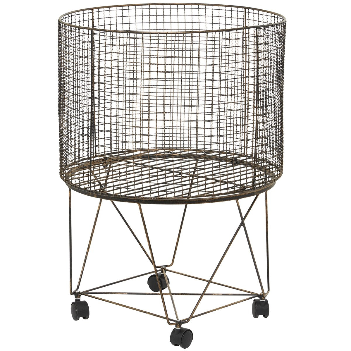 Metal Deep Set Wire Basket Storage Cart with Wheels - Bronze - Roche River Decor