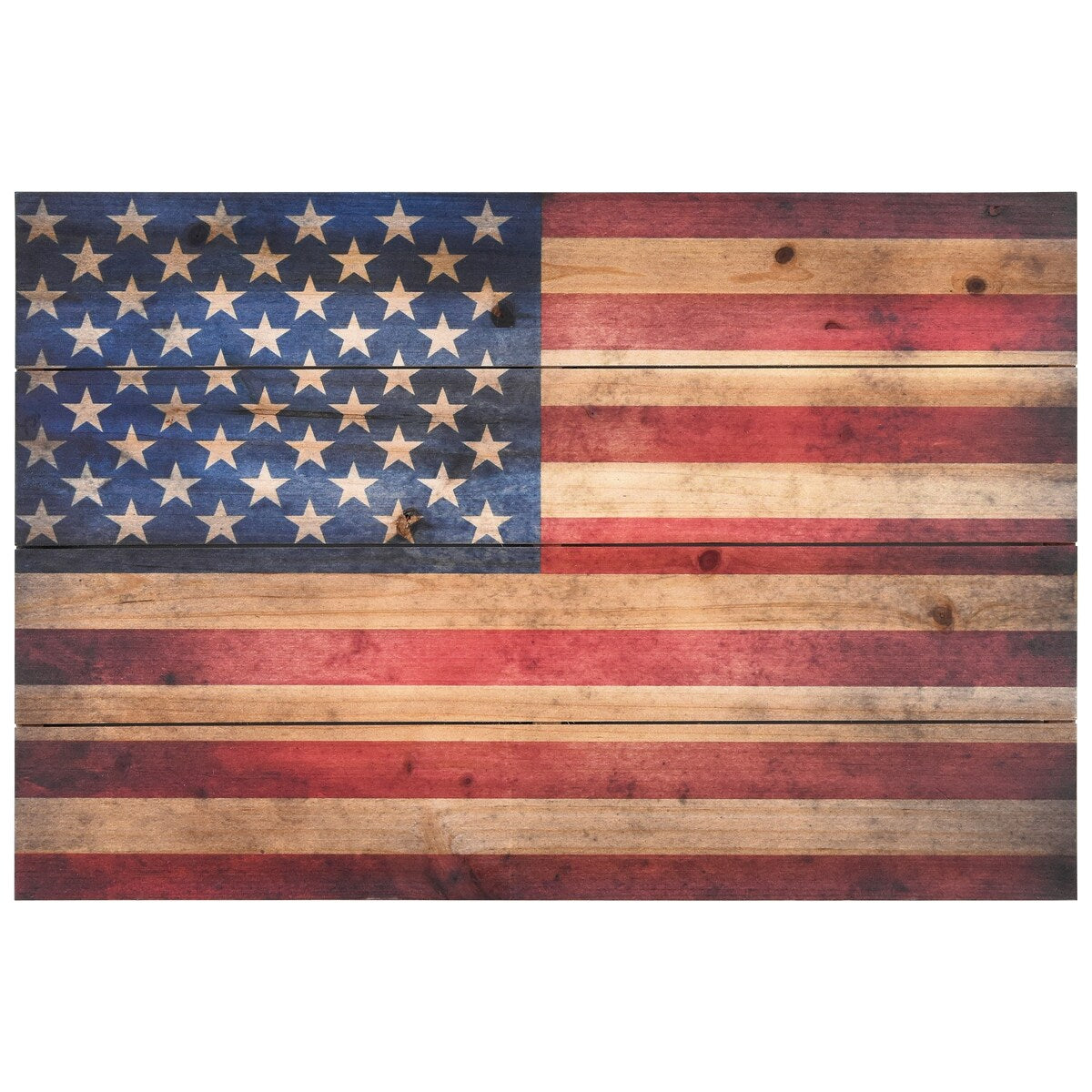 American Flag Solid Fir Wood Plank Wall Art