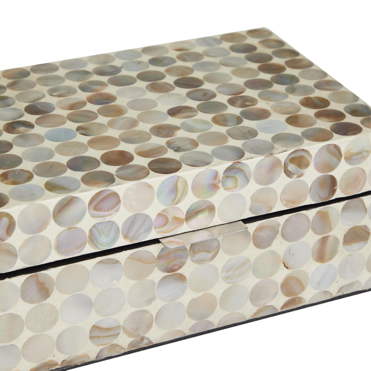 Mother of Pearl Shell Handmade Decorative Box - Set of 2 Beige, Black, Cream, White, Blue, Light Blue - Roche River Decor