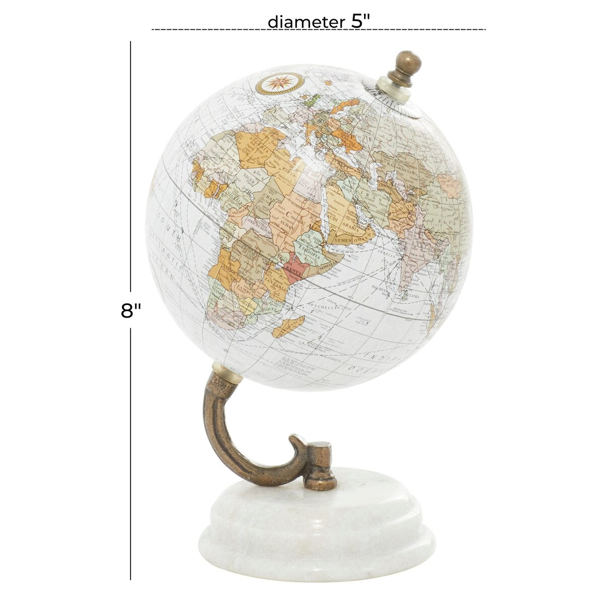 Marble Globe with White Marble Base - White - Roche River Decor