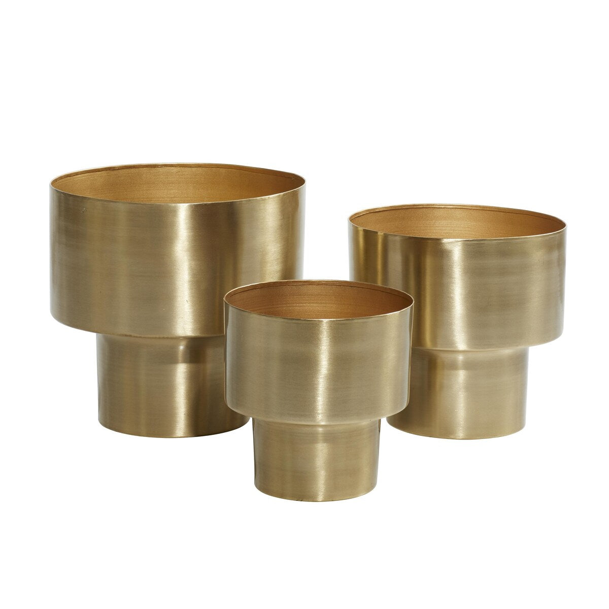 Metal Brushed Indoor Outdoor Planter - Set of 3 Gold - Roche River Decor