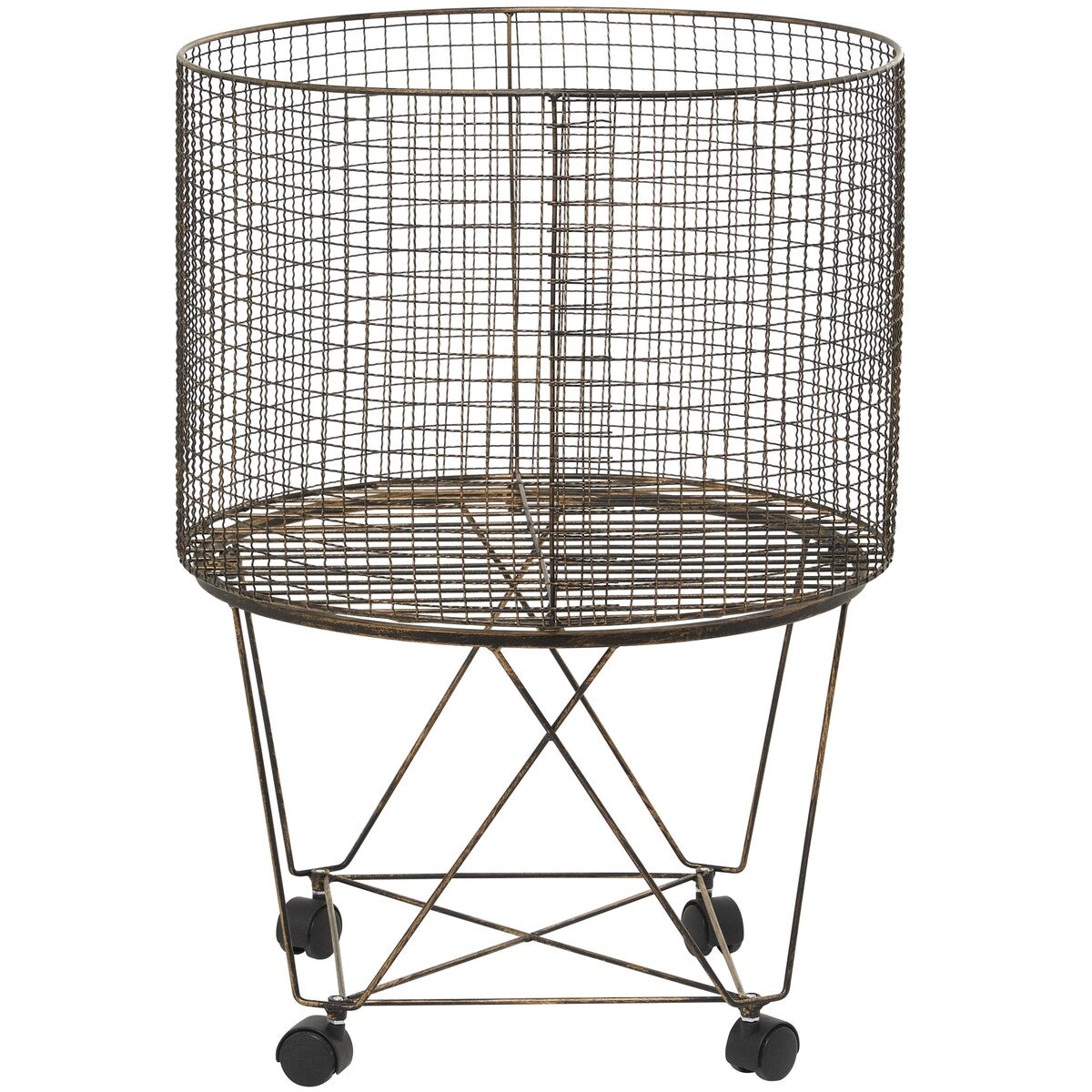 Metal Deep Set Wire Basket Storage Cart with Wheels - Bronze - Roche River Decor