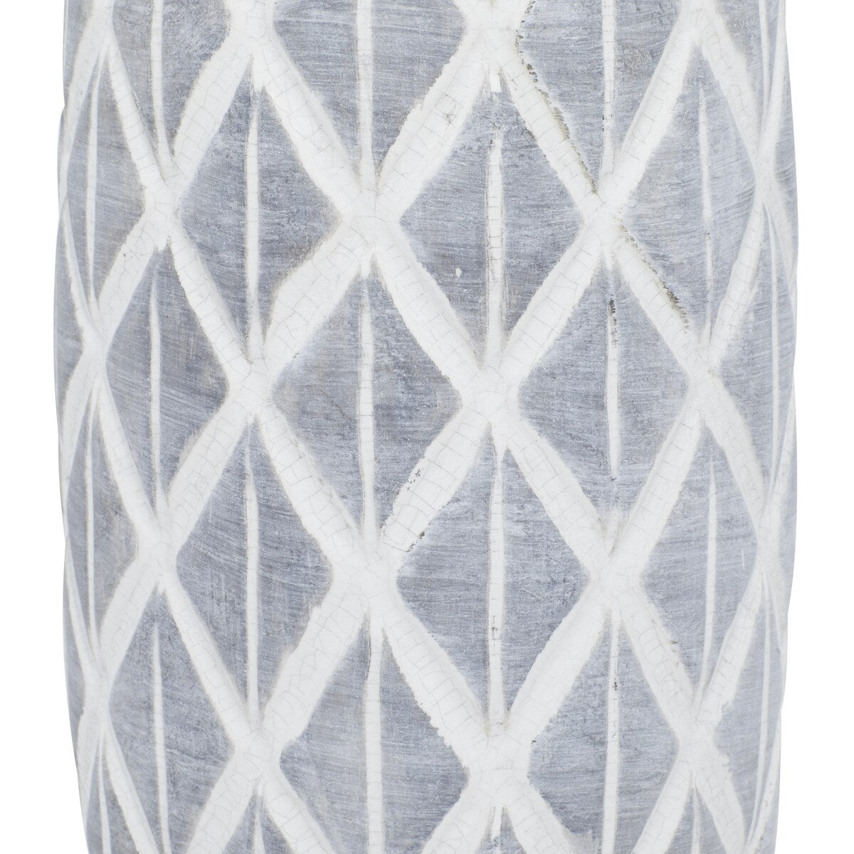 Ceramic Decorative Vase with Diamond Pattern - Gray - Roche River Decor