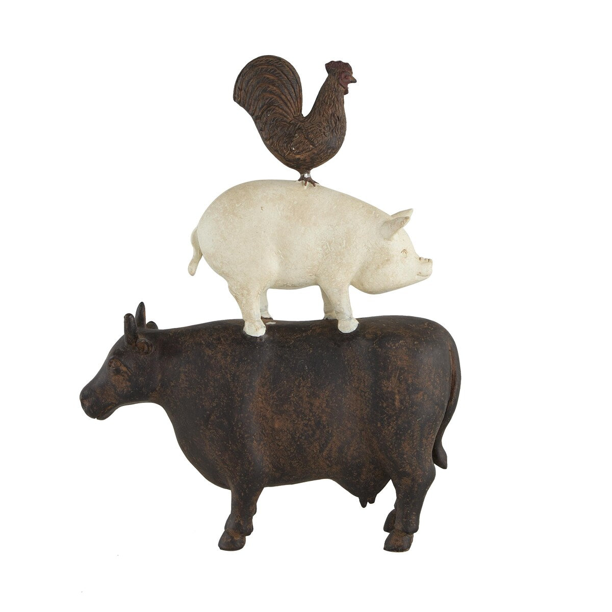 Polystone Farm Animals Stacked Decorative Sculpture - Brown - Roche River Decor