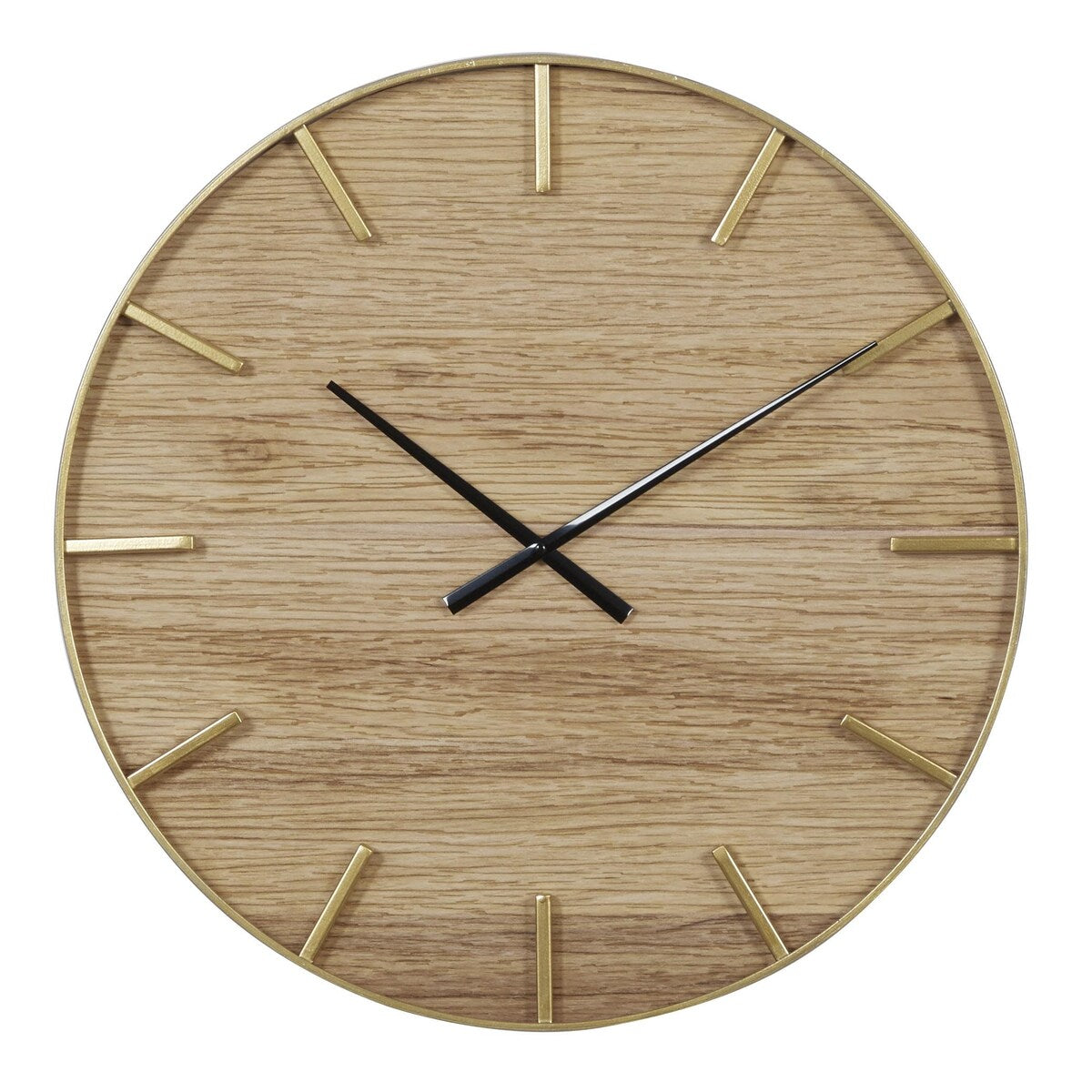 Wooden Decorative Wall Clock with Gold accents - Brown - Roche River Decor