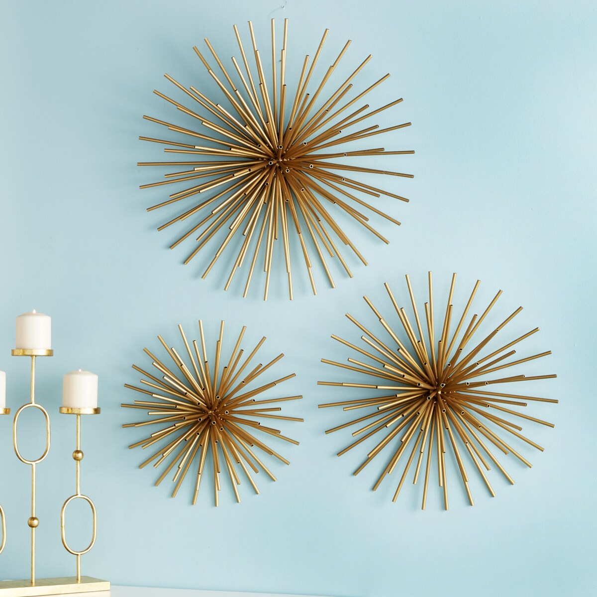 Metal Starburst 3D Home Wall Decor - Set of 3 Gold or Silver - CosmoLiving by Cosmopolitan