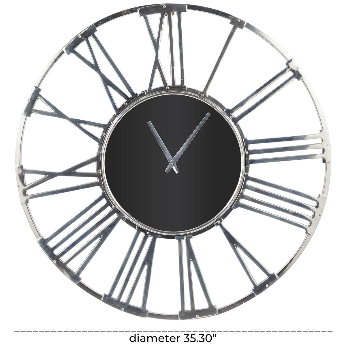 Aluminum Metal Geometric Open Frame Decorative Wall Clock with Glass Center - Silver or Gold - Roche River Decor