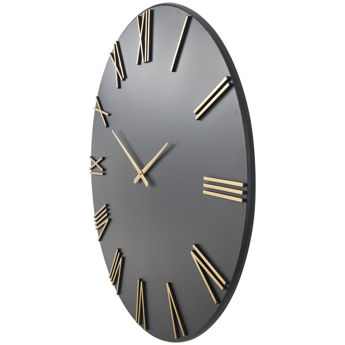 Metal Decorative Wall Clock with Gold Hands and Numbers - Black or White - Roche River Decor