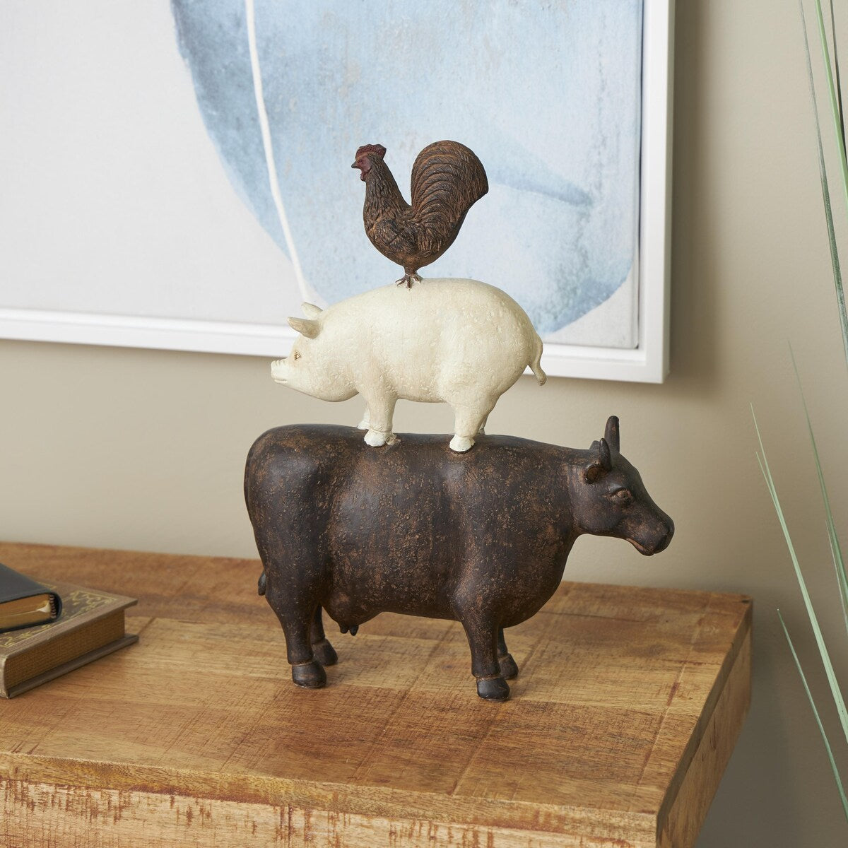 Polystone Farm Animals Stacked Decorative Sculpture - Brown - Roche River Decor