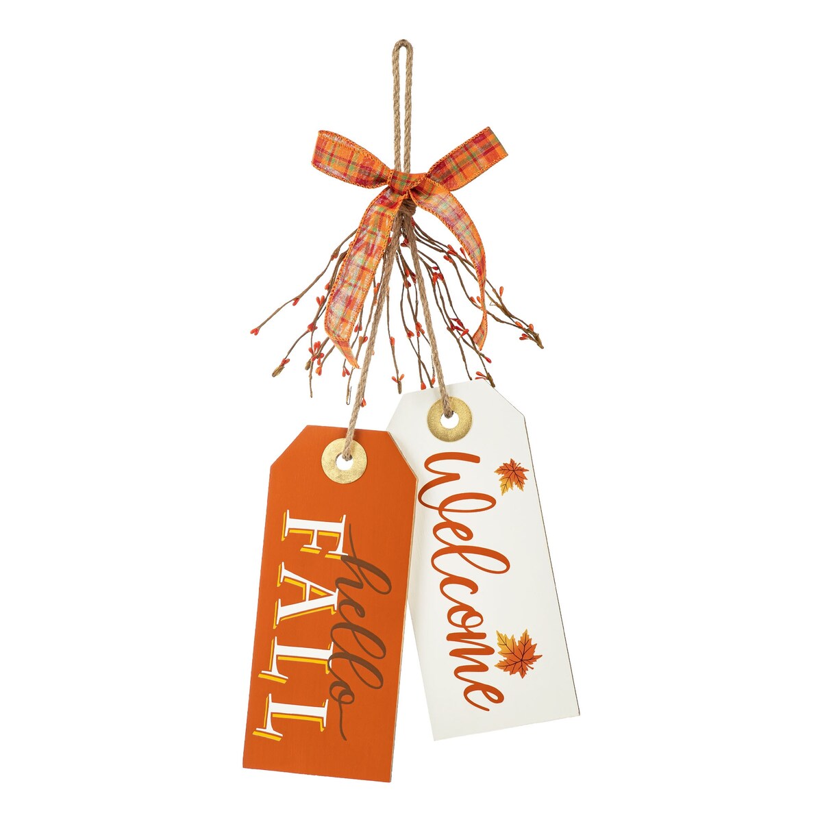 Glitzhome 24H Hello Fall or Give Thanks Welcome Fall Wooden Door Hanger Thanksgiving Decor