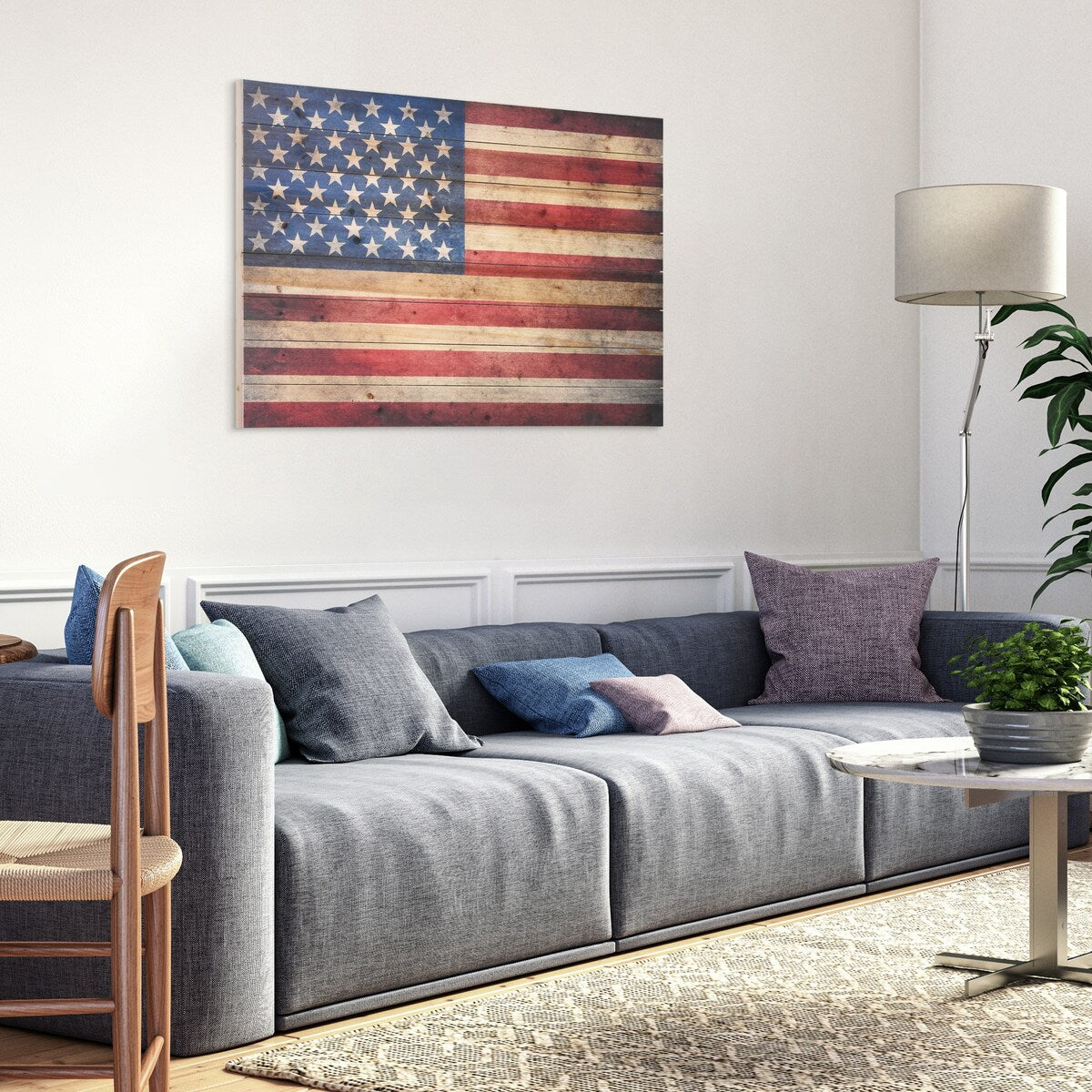 American Flag Solid Fir Wood Plank Wall Art