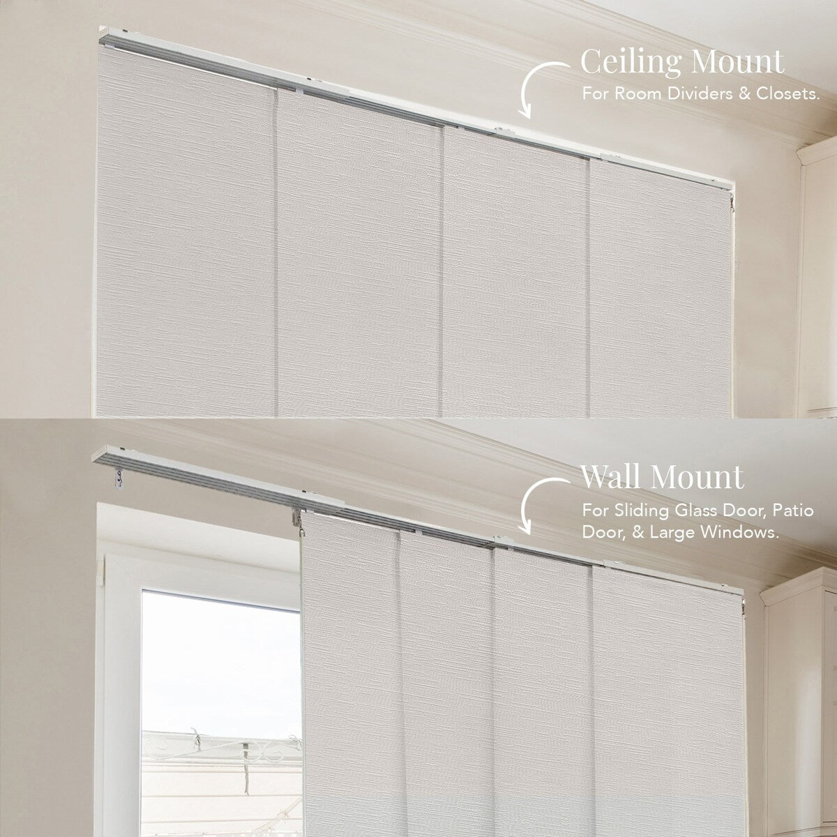 CHICOLOGY Adjustable Sliding Panels, 4-Rail Track, Vertical Blinds, Pation Door Curtain, Room Divider