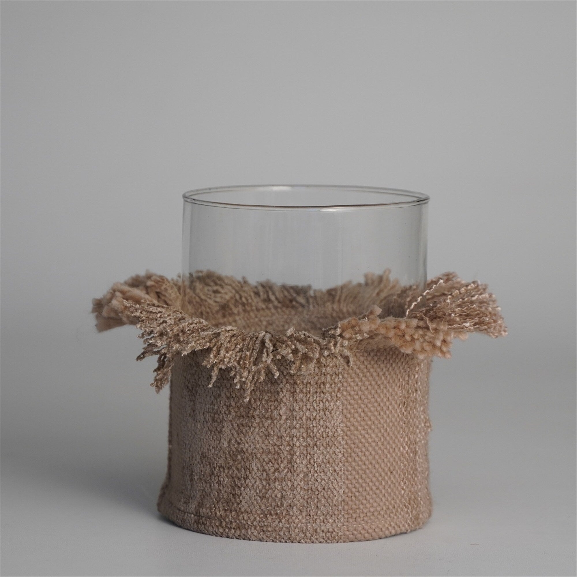 Votive 5x4 Wrapped in Natural Fabric- A