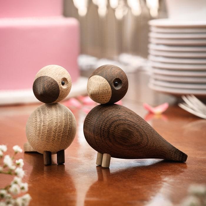 Kay Bojesen Lovebirds Pair, Oak/Smoked Oak - 3.5