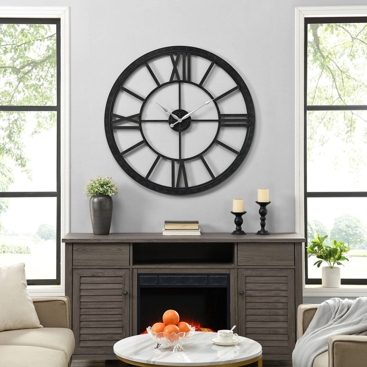 FirsTime & Co. Big Time Modern Roman Numeral Wall Clock