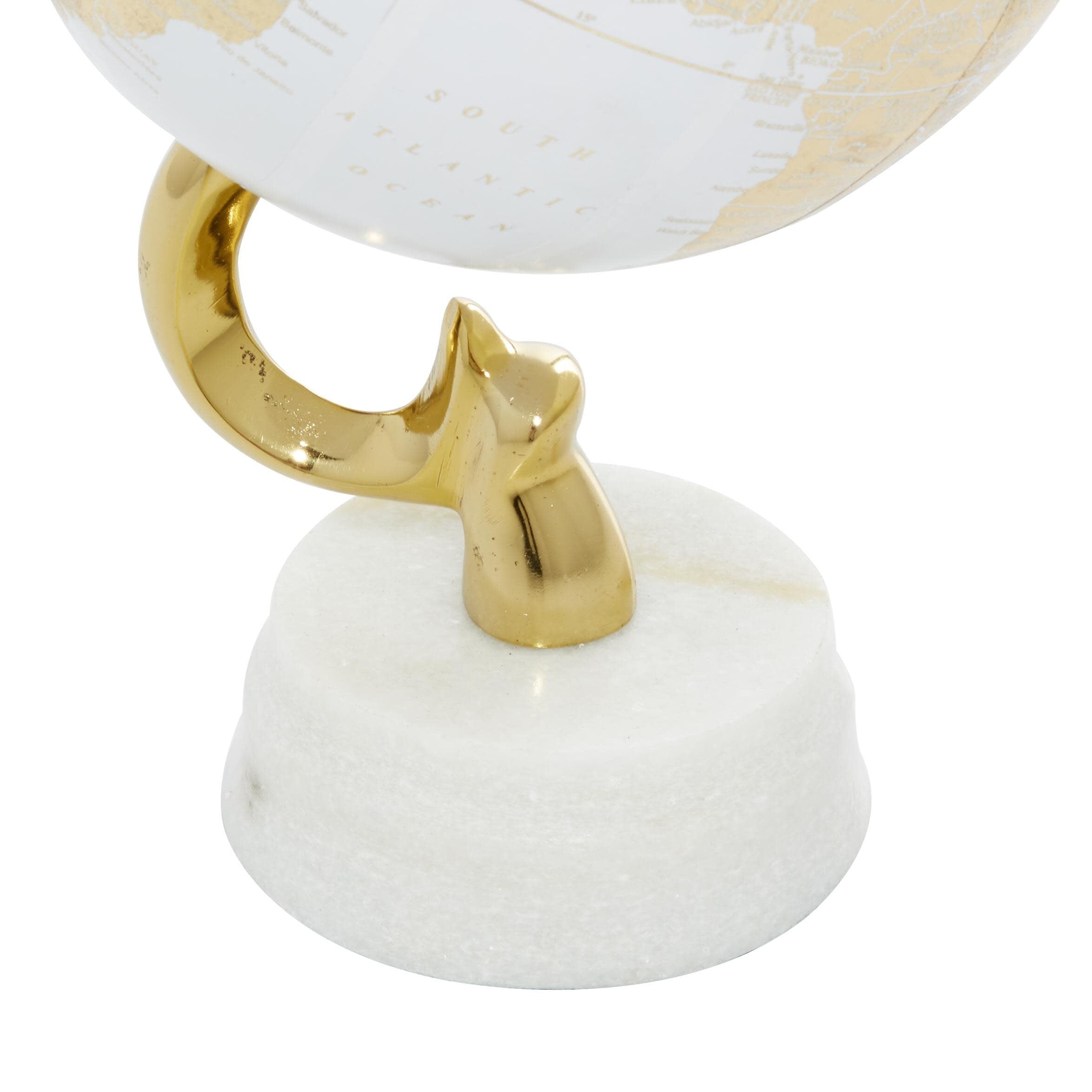 Aluminum Metal Globe with Marble Base - Blue or Gold - Roche River Decor