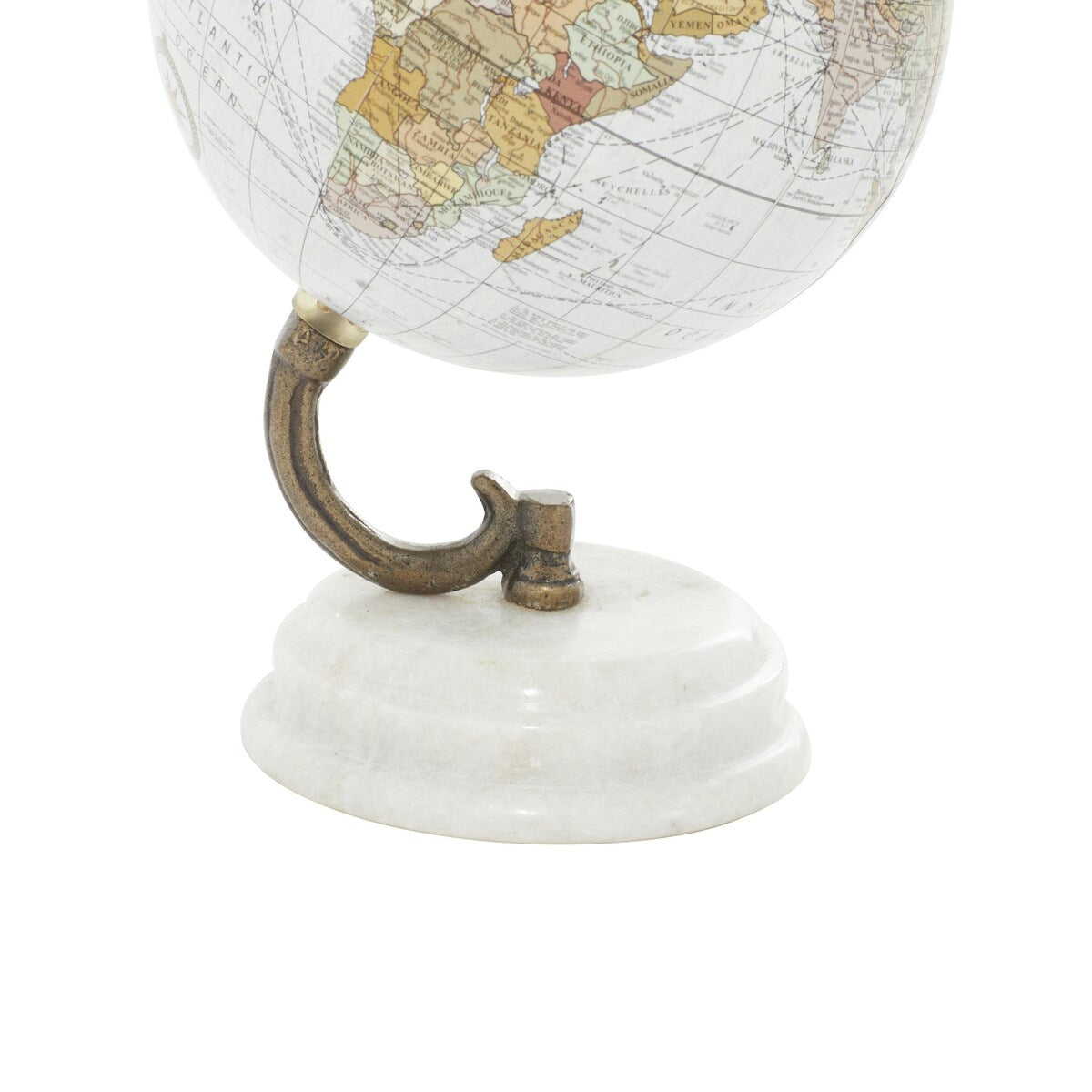 Marble Globe with White Marble Base - White - Roche River Decor