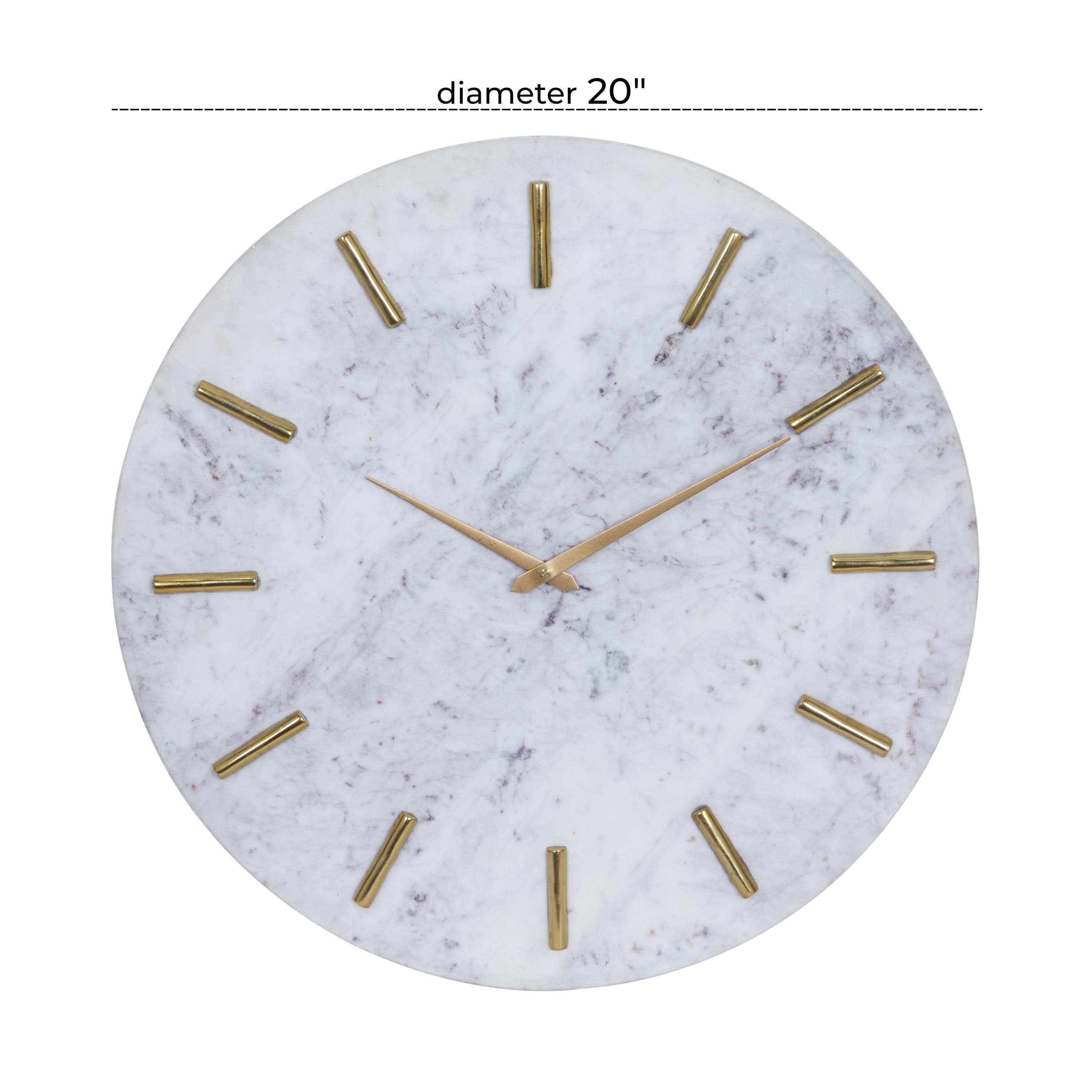 Marble Decorative Wall Clock with Gold Metal Accents - White - CosmoLiving by Cosmopolitan