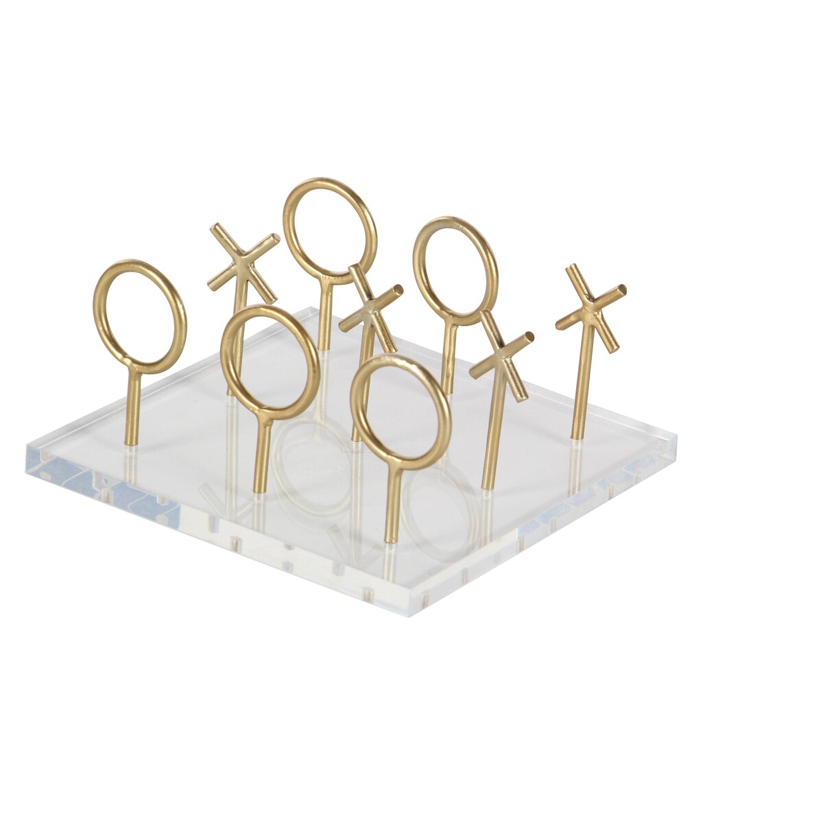 Acrylic Plastic Tic Tac Toe Game Set with Gold Stick Pieces - Gold - CosmoLiving by Cosmopolitan