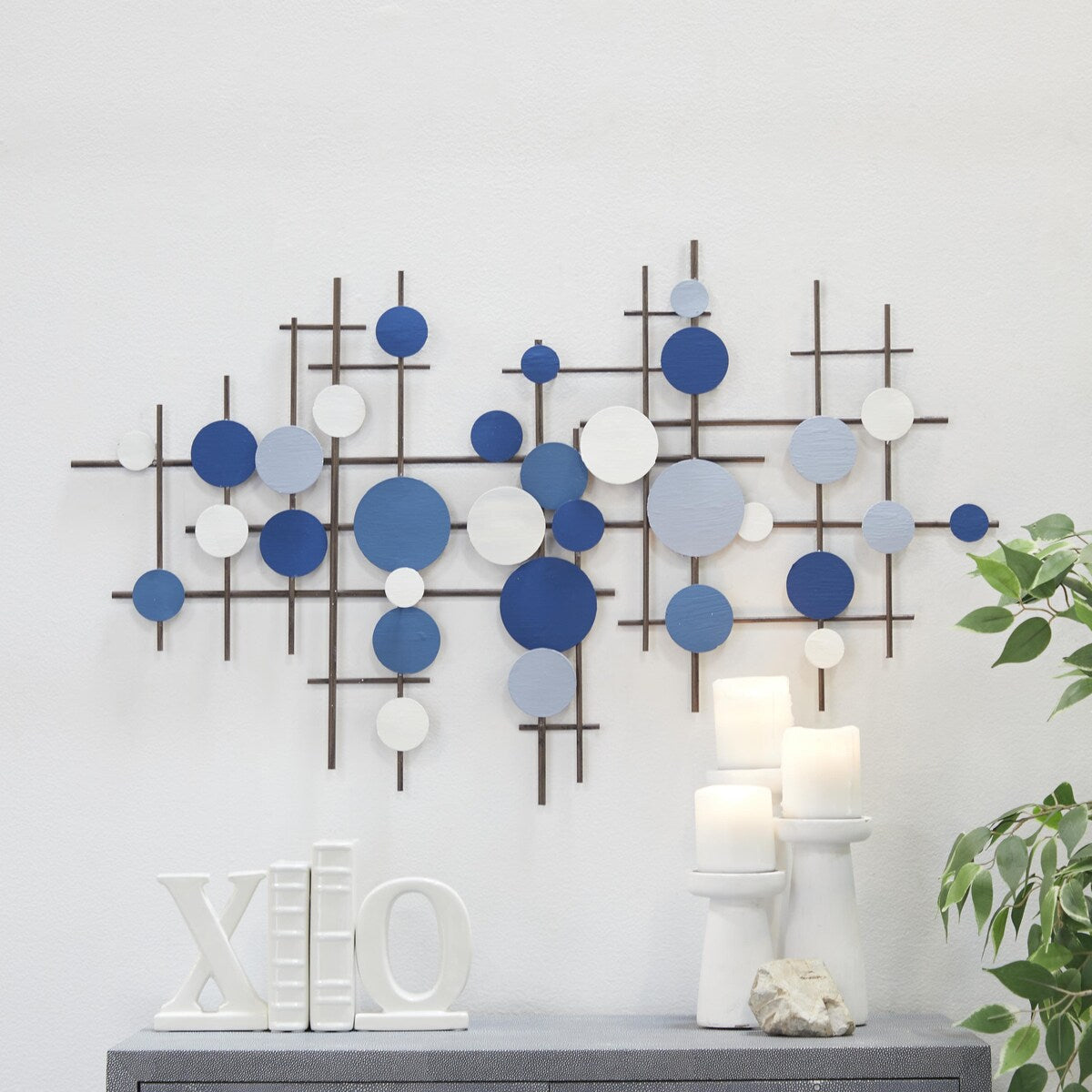 Metal Geometric Overlapping Various Shapes Home Wall Decor - Blue - CosmoLiving by Cosmopolitan