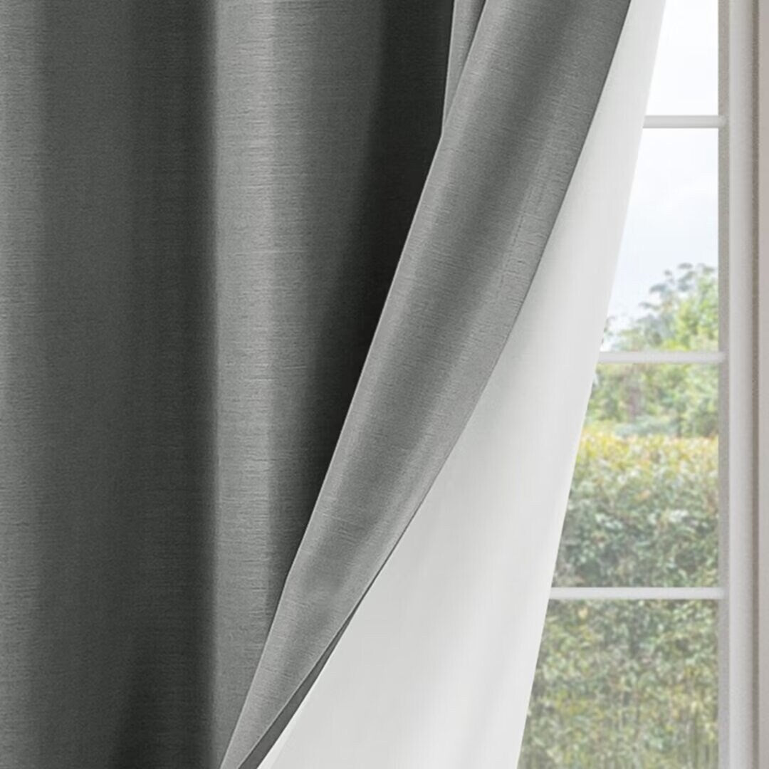 Blackout Brushed Textured Grommet Curtain Pair(2 Panels)