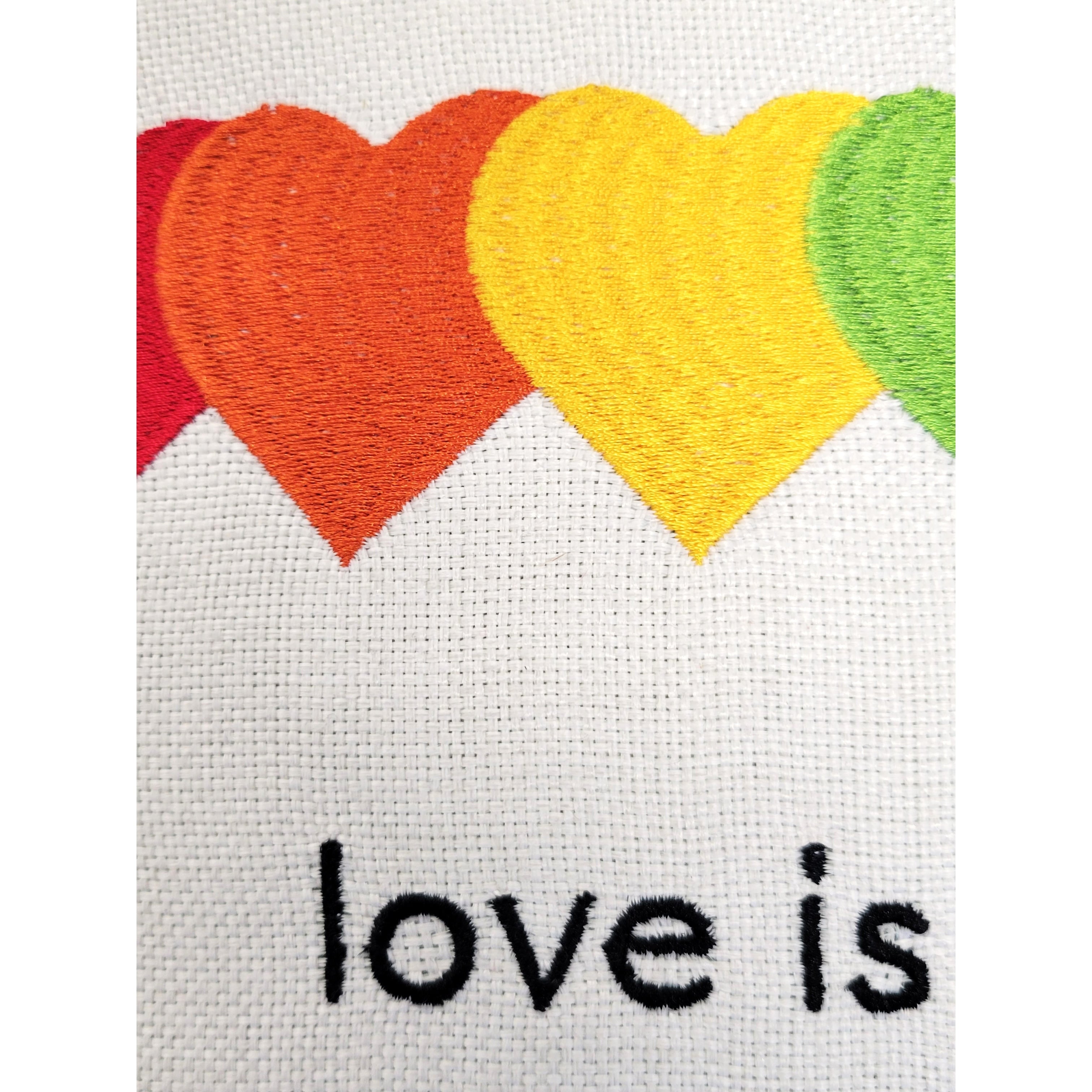 Edie At Home 'Love is Love' Hearts Decorative Pillow 12x12 Cream Multi