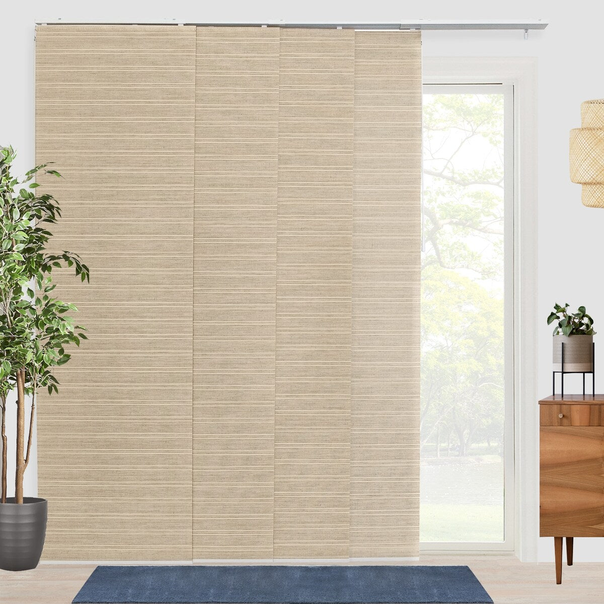 CHICOLOGY Adjustable Sliding Panels, 4-Rail Track, Vertical Blinds, Pation Door Curtain, Room Divider