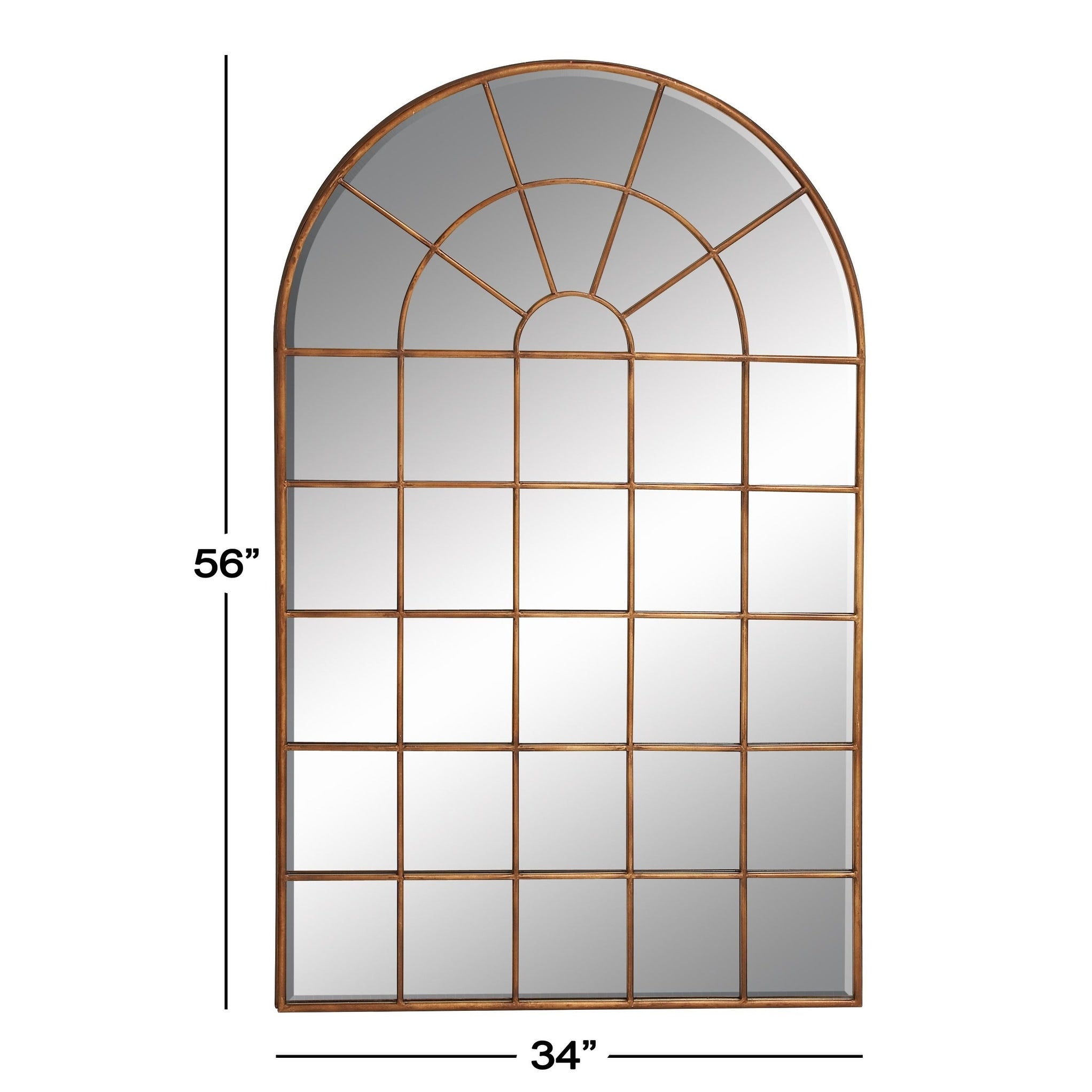 Metal Window Pane Inspired Grid Room Wall Mirror - Copper, Brown, Black - Roche River Decor