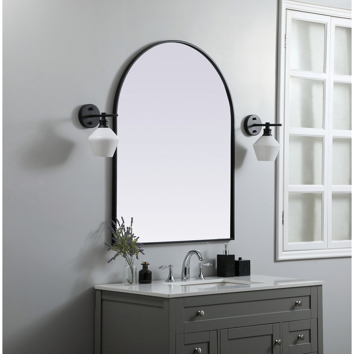 Indigo Home Metal Frame Arch Mirror 33x42 Inch