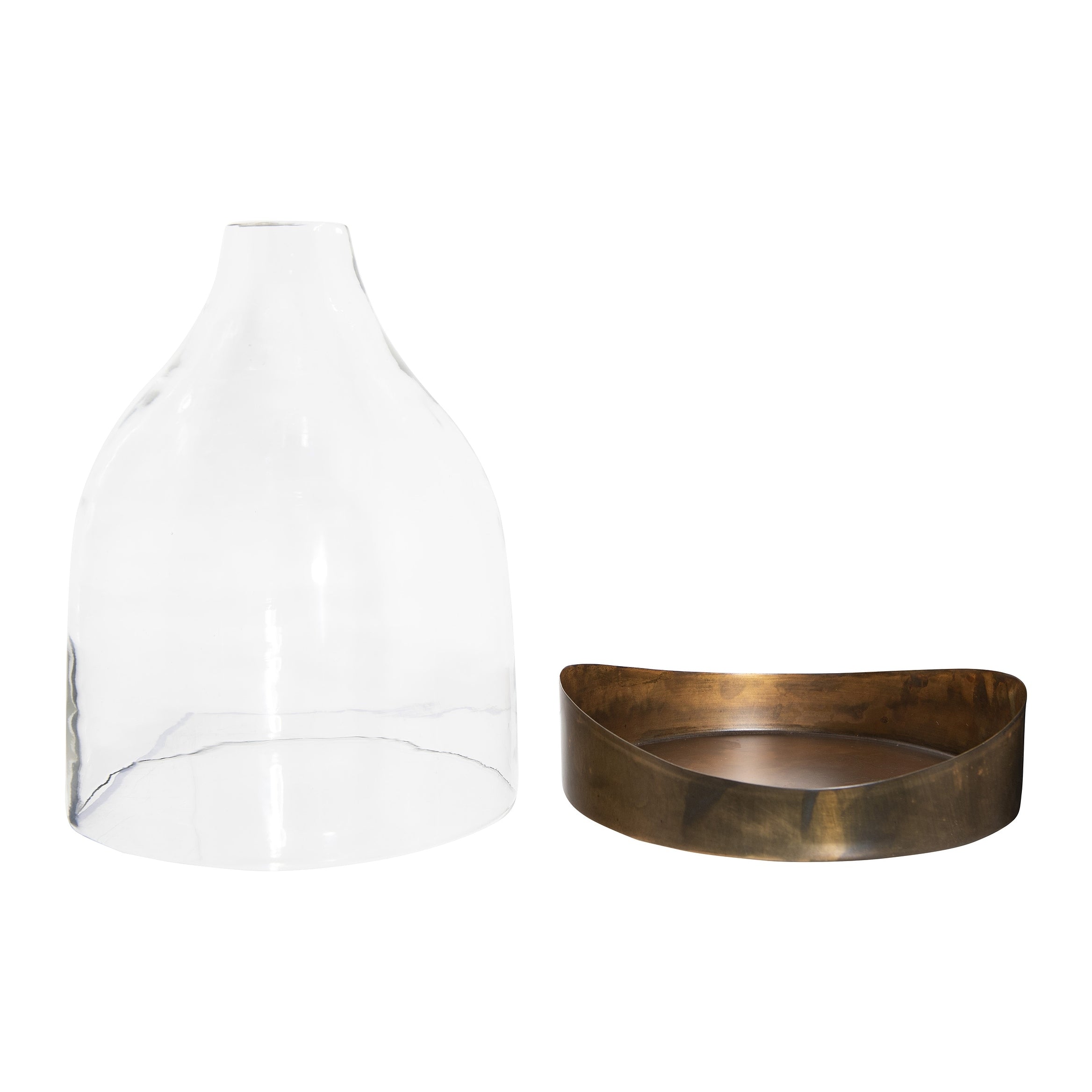 Decorative Glass Cloche with Metal Tray