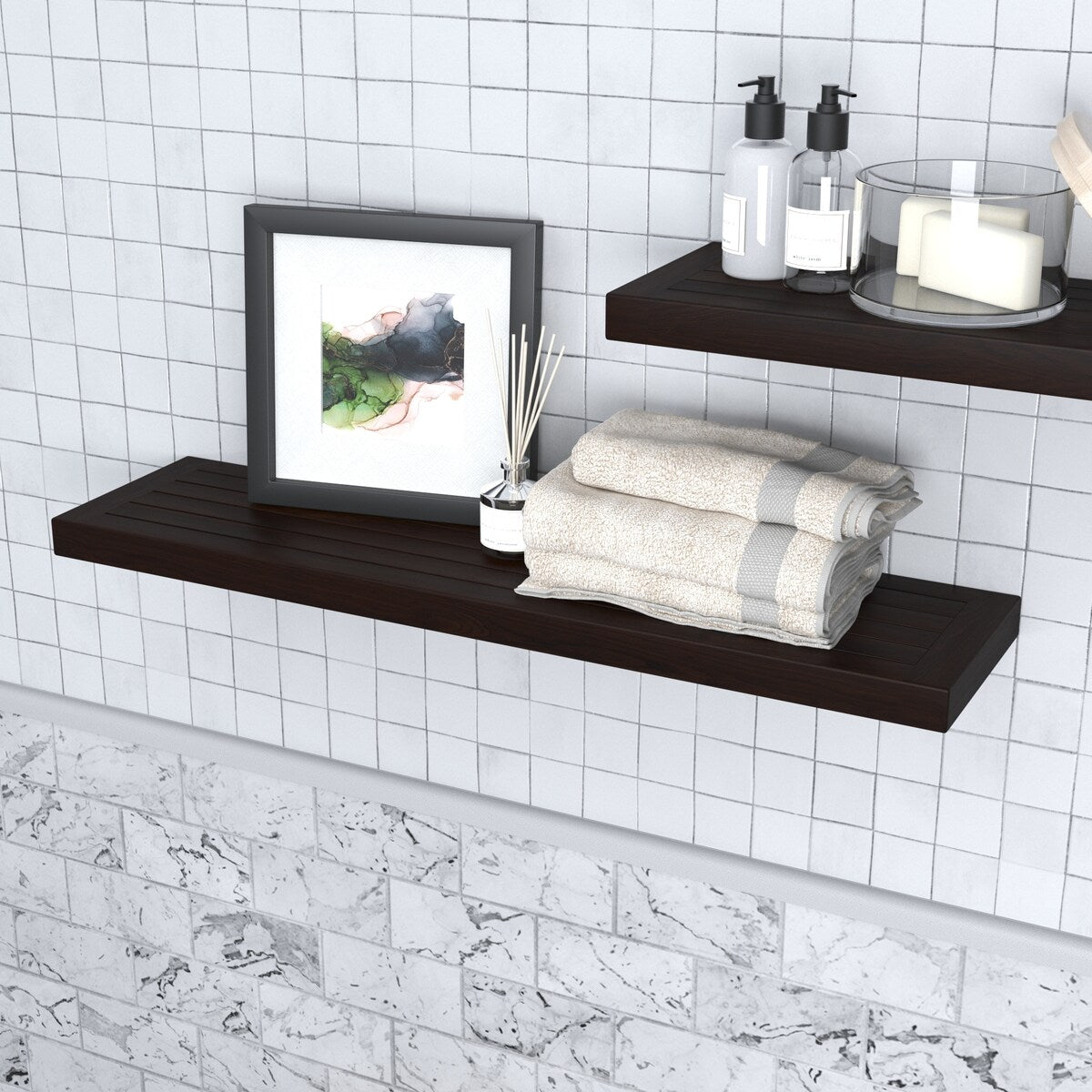 Moa Floating Teak Wall Shelf